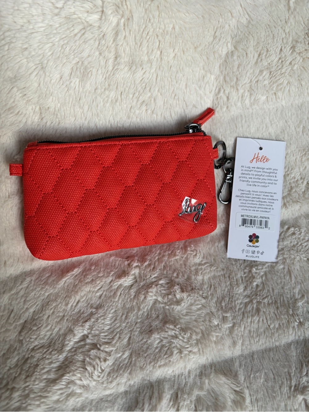 NWT Lug Metro XL ID Pouch wallet Matte Luxe - Papaya